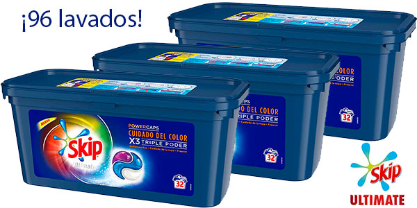 Chollo Pack Detergente Skip Ultimate Triple Poder Cuidado del Color (96 lavados)