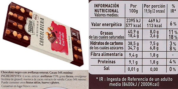 Pack de 15 tabletas Nestlé de chocolate negro y avellanas barato