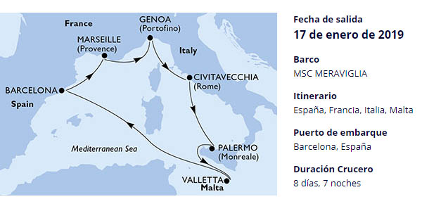 crucero MSC Mediterráneo Palermo y Malta chollo