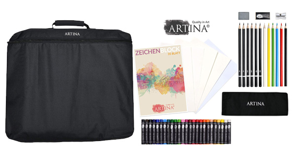 Set de pintura de 122 piezas Michelangelo Artina XXL con caballete chollazo en Amazon