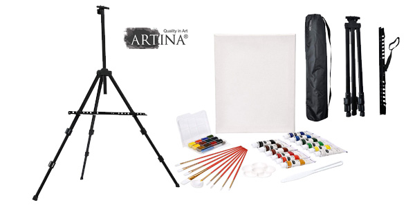 Set de pintura de 122 piezas Michelangelo Artina XXL con caballete chollo en Amazon