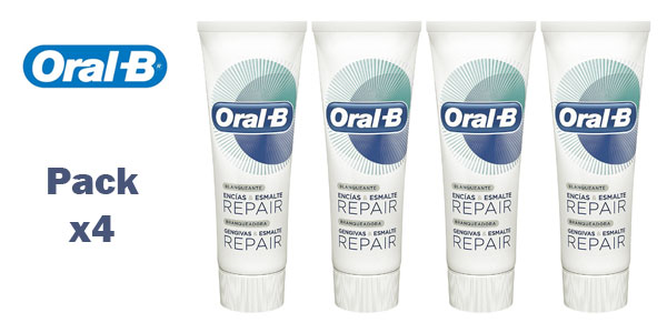 Pack x4 Oral-B Encías & Esmalte Repair Blanqueante de 75 ml/ud barato en Amazon