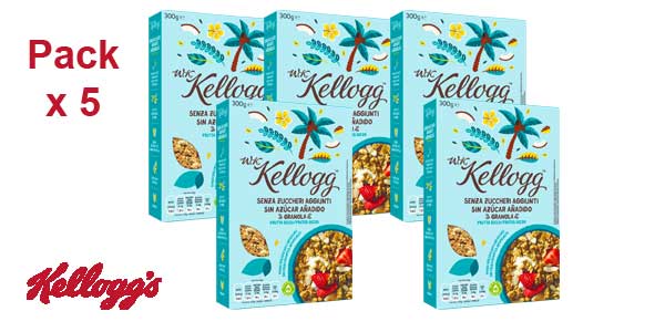 Pack x5 paquetes W. K. Kellogg's Cereales sin Azúcar Añadido Frutos Secos barato en Amazon