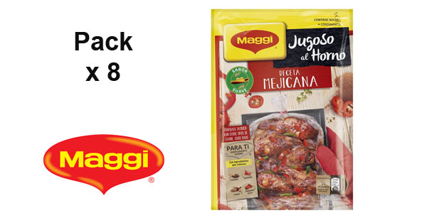 Pack x8 Bolsas para horno Maggi Jugoso al horno Receta Mejicana con condimentos x40g/ud barato en Amazon