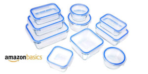 Set 20 Unidades Recipientes de cristal AmazonBasics para alimentos con tapas baratos en Amazon