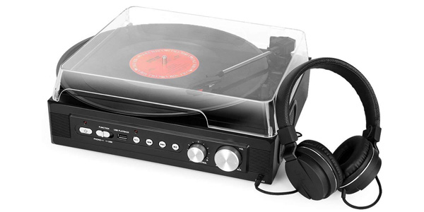Tocadiscos 1byone con reproducción y grabación de vinilo a MP3 color negro chollazo en Amazon
