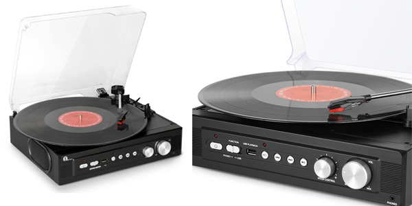 Tocadiscos 1byone con reproducción y grabación de vinilo a MP3 color negro barato en Amazon