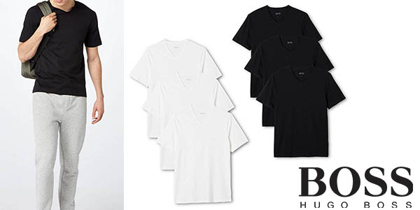 Chollo Pack x3 Camisetas básicas Hugo Boss para hombre por sólo 31,20€ con  envío gratis (-26%)