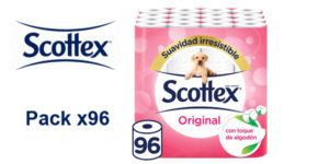 Paquete 96 rollos papel higiÃ©nico Scottex Original barato en Amazon