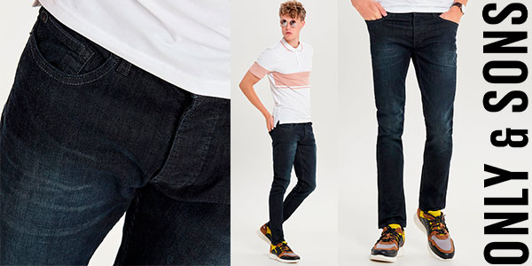 Pantalones vaqueros Only & Sons Loom Blue Jeans Slim para hombre en oferta