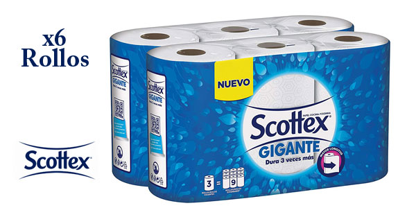 2 packs de 3 rollos de Papel de cocina Scottex Gigante barato en Amazon
