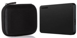 Disco duro portátil Toshiba Canvio Basics de 2 TB + Funda Amazon Basics