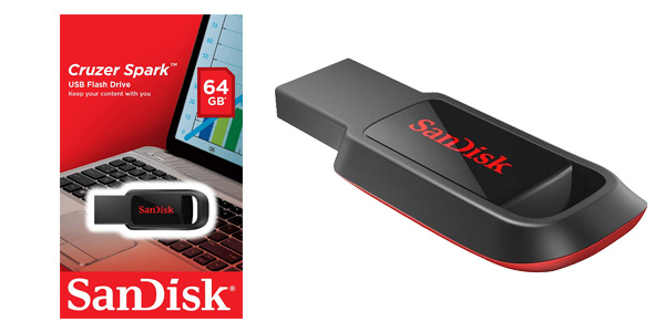 Memoria USB 2.0 Sandisk Cruzer Spark de 64 GB barata en Amazon