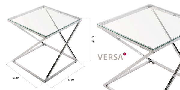 Mesa auxiliar Versa Trento de cristal/metal (51x51x51 cm) chollo en Amazon