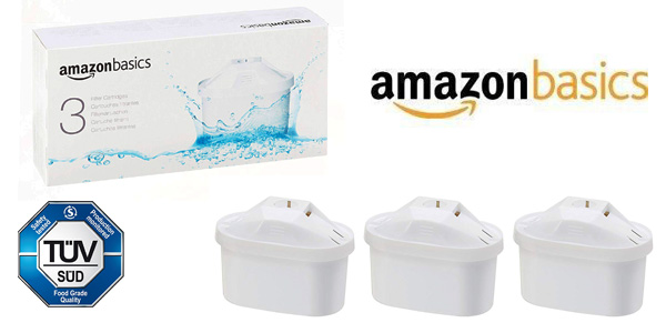 Pack de 3 Unidades de Cartuchos de filtrado de agua AmazonBasics barato en Amazon