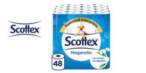 Pack x48 Rollos papel higiénico Scottex Megarollo barato en Amazon