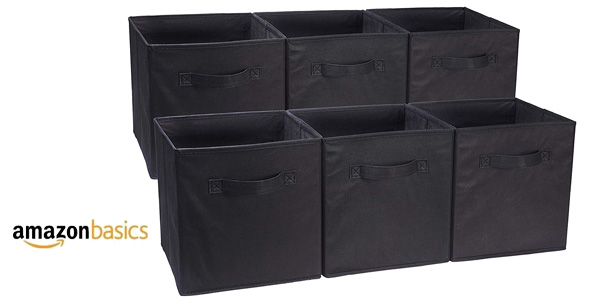 Chollo Pack de 6 Cubos de almacenamiento plegables AmazonBasics por