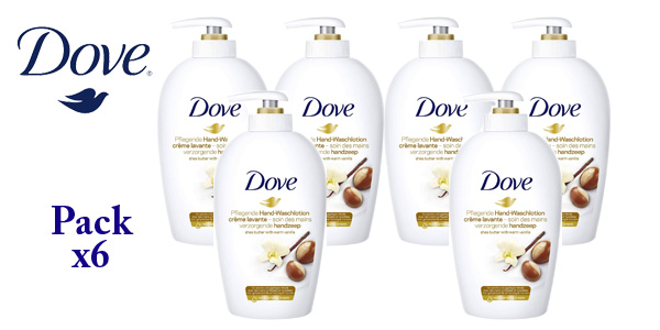 Pack x6 Dove jabón líquido manos con manteca de karité y fragancia vainilla barato en Amazon