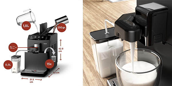 cafetera eléctrica Philips Serie 3000 con calentador de leche oferta