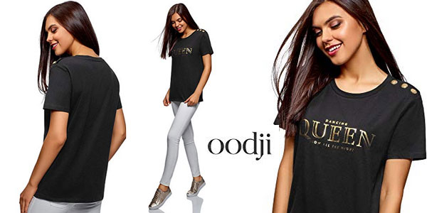 Camiseta recta Oodji Ultra con botones decorativos para mujer barata en Amazon