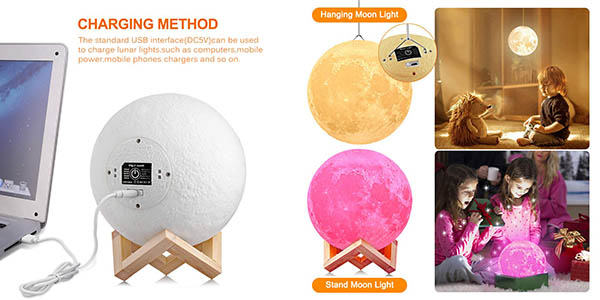 lámpara esfera con materiales reciclados regulable en luces de colores chollo