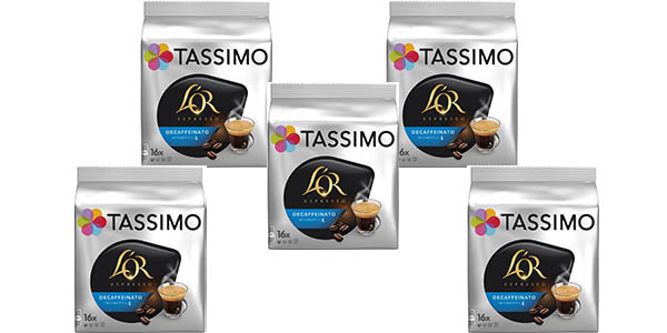 Pack x5 Paquetes de 16 cápsulas Café Tassimo L'OR Decaffeinato