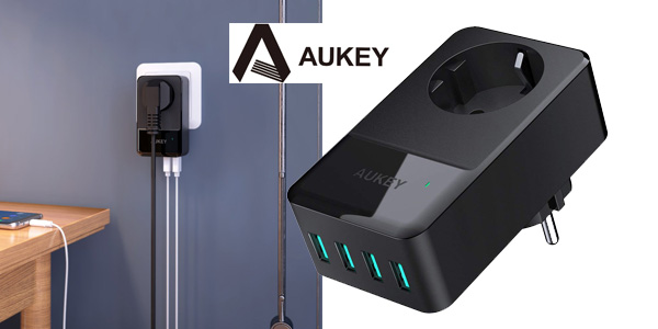 Cargador de pared Aukey con 4 puertos USB barato en Amazon