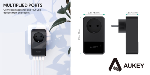 Cargador de pared Aukey con 4 puertos USB chollo en Amazon
