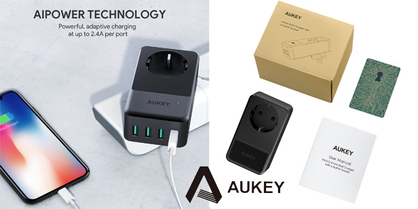 Cargador de pared Aukey con 4 puertos USB chollazo en Amazon