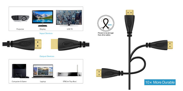 Pack de 3 cables HDMI ICZI + 2 conectores en ángulo en oferta en Amazon