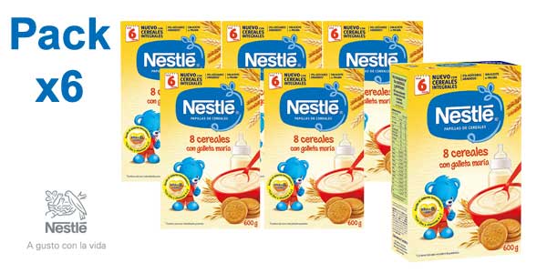 Pack x6 Paquetes Papilla Nestlé 8 cereales con galleta María x 600 gr/ud barato en Amazon