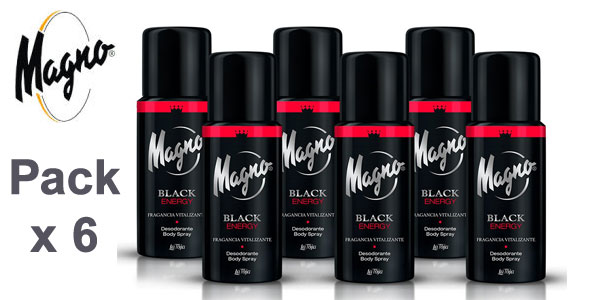 Pack x6 Desodorante Magno Black Energy de 150 ml/ud barato en Amazon