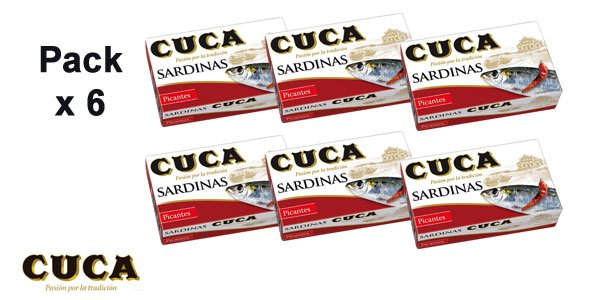 Pack x6 latas Cuca sardinas picantes en aceite barato en Amazon
