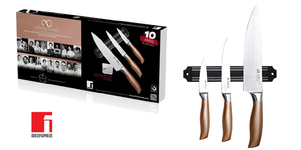 Set 3 Cuchillos Just For Chefs Q2906 + soporte magnético barato en Amazon
