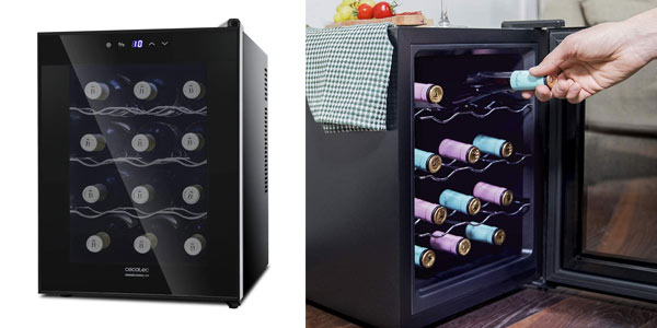 ▷ Chollo Vinoteca Cecotec Grand Somelier 1200 CoolCrystal de 12 botellas  con panel táctil y pantalla LED por sólo 88,80€ con envío gratis