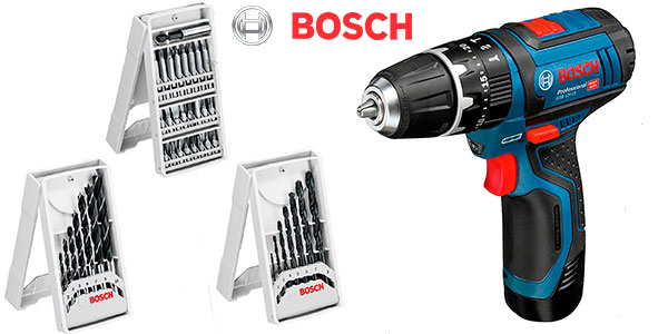 Chollo Taladro percutor Bosch Professional GSB 12V-15 con 2 baterías y maletín