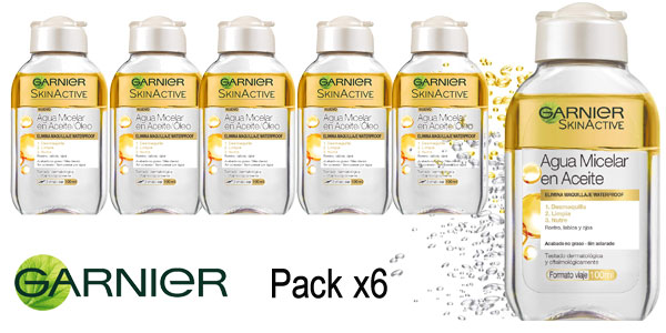 Pack x6 Agua micelar en aceite Garnier Skin Active de 100 ml/ud barato en Amazon