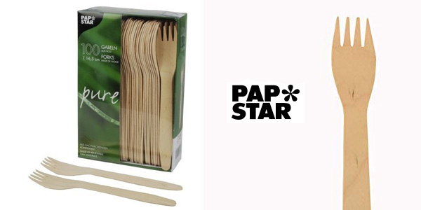 Tenedores de madera PAPSTAR 18199 Pure (100 unidades) baratos en Amazon