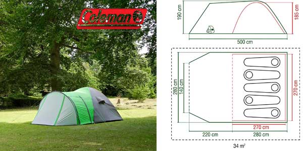Tienda cúpula con túnel de 5 plazas Coleman Hernan 5 chollo en Amazon