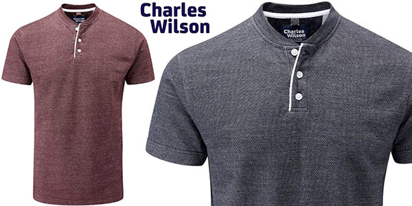 Chollo Camiseta Charles Wilson de cuello Henley para hombre