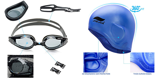conjunto de gorro, tapones y gafas de natación Explopur oferta
