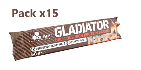 Pack x15 Barritas energéticas Olimp Sport Nutrition Gladiator Bar Brownie barato en Amazon