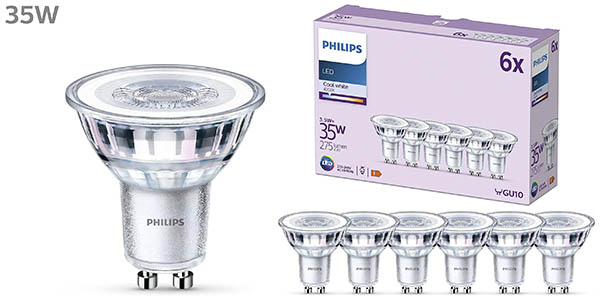Philips bombillas GU10 LED blanco frío chollo