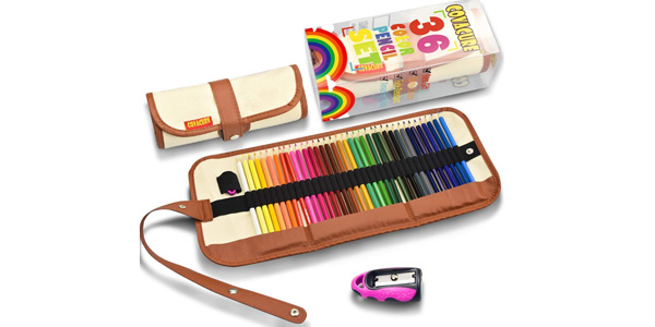 Set de 36 lápices de colores Covacure en estuche enrollable barato en Amazon