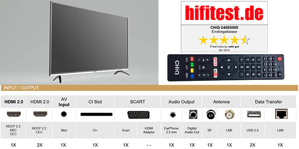 Smart TV CHiQ U40E6000 UHD 4K HDR de 40" barata