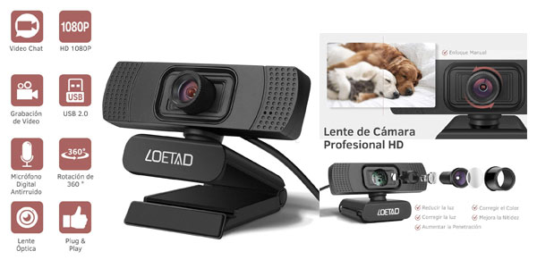 Comprar cámara web Loetad 1080p barata en Amazon