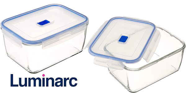 ▷ Chollazo x4 Recipientes herméticos de vidrio Luminarc Pure Box