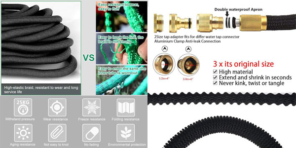 Chollo Manguera de jardín extensible 30 m con pistola de riego de 8