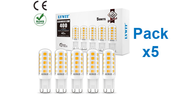 Pack x5 Bombillas LED LVWIT G9-3.5W barato en Amazon