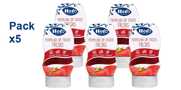 Pack x5 Hero Mermelada de Fresas Sin Trozos de 350 g barato en Amazon